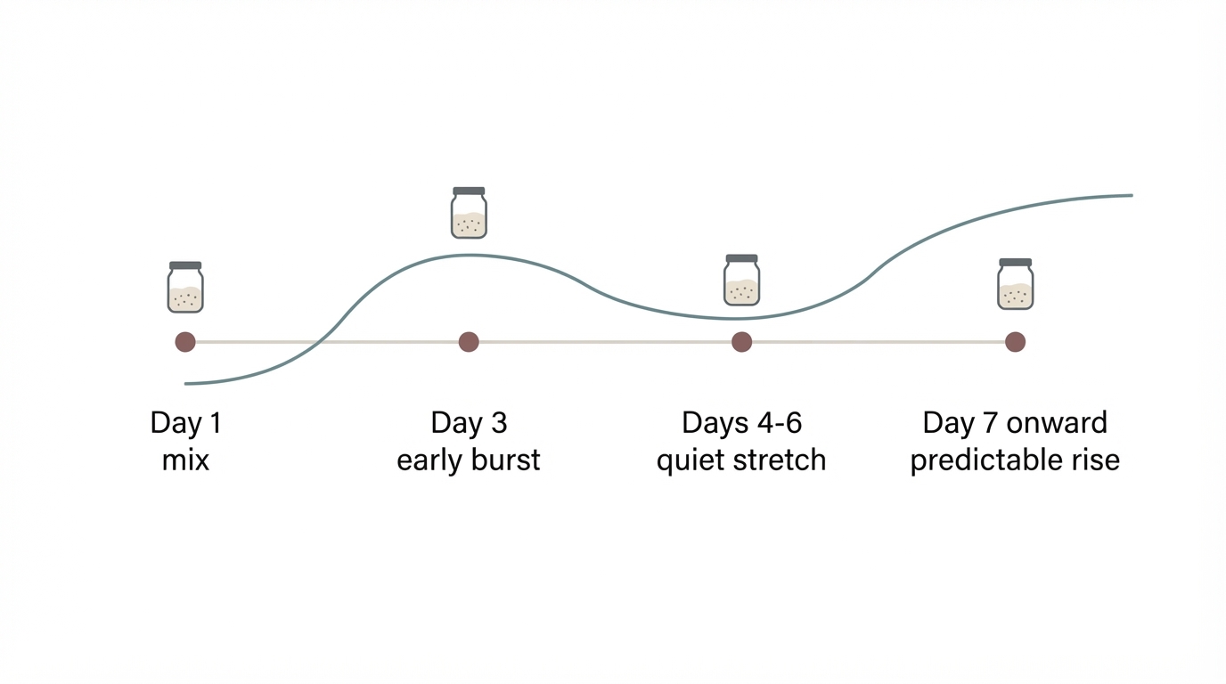 Workflow diagram for sourdough starter.