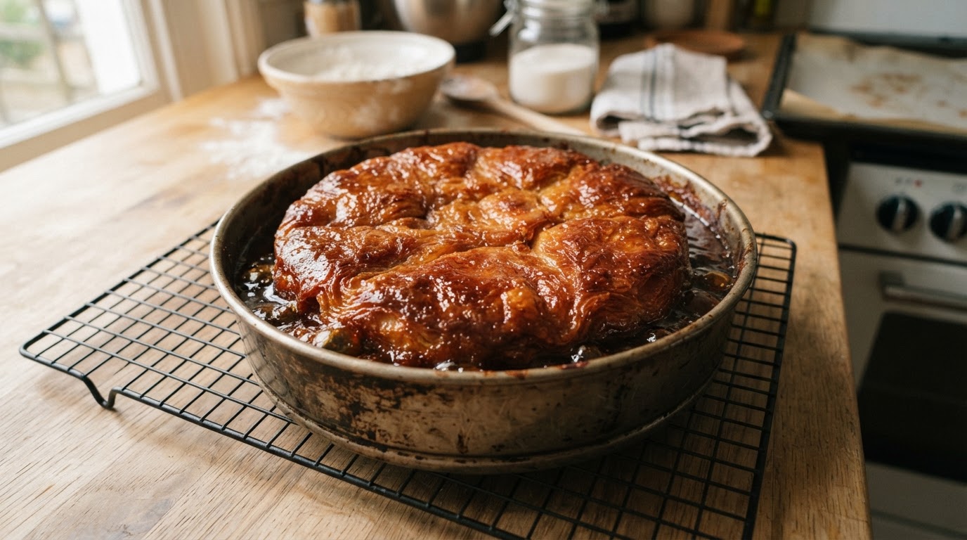 Editorial illustration for kouign amann recipe.