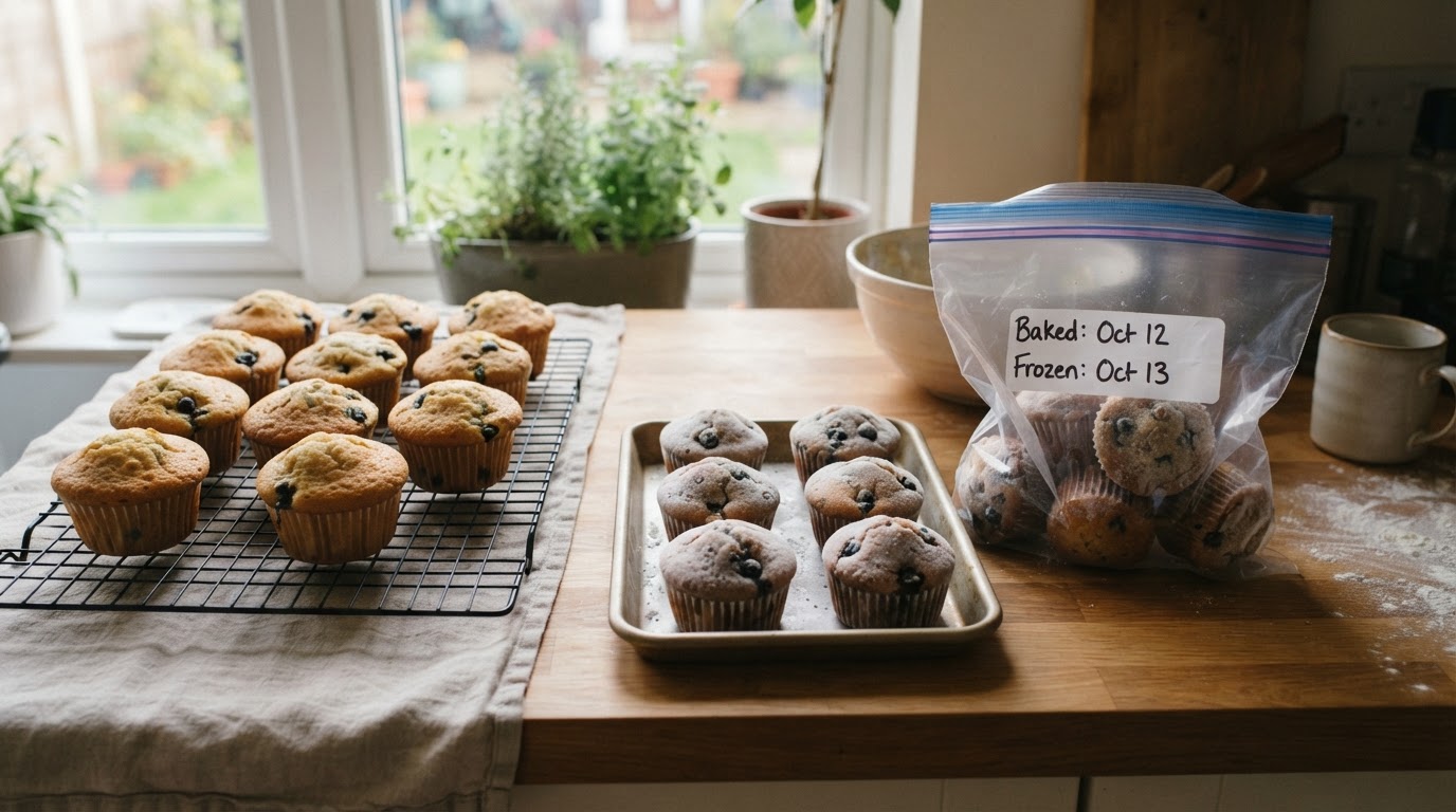 Editorial illustration for muffin recipe.