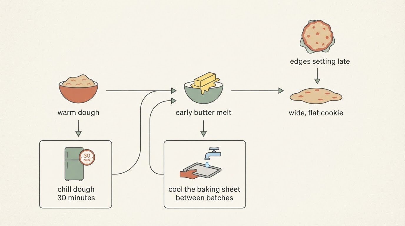 Workflow diagram for easy cookie recipes with few ingredients.
