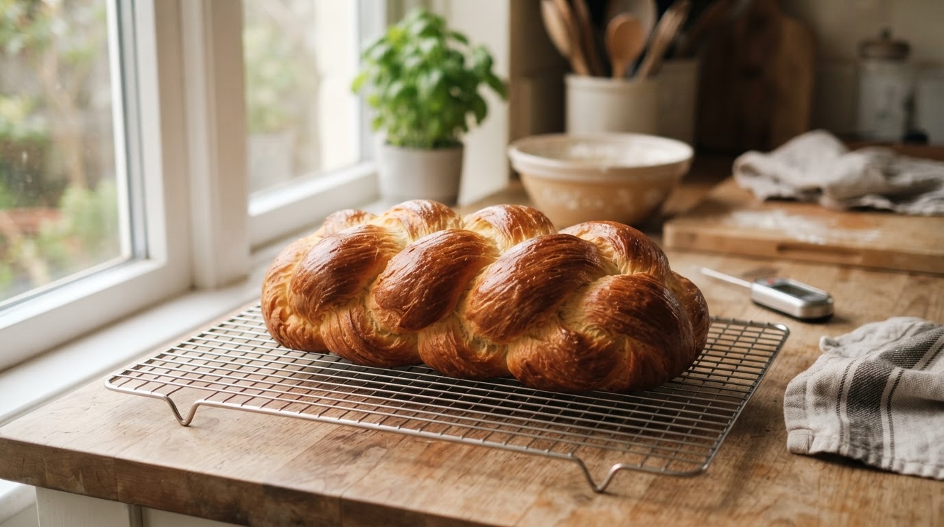Editorial illustration for brioche bread recipe.