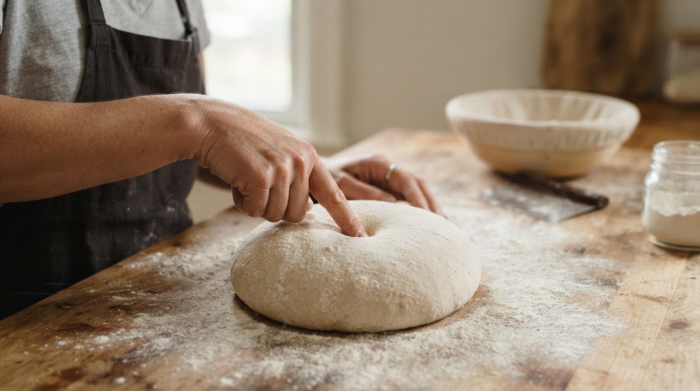Editorial illustration for sourdough bread flat after baking.