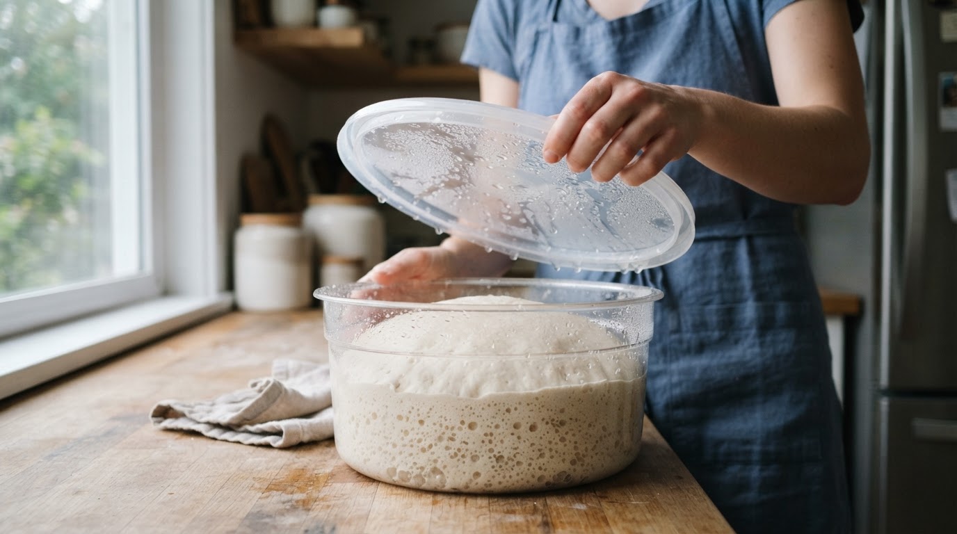 Editorial illustration for shaping sourdough after fridge overnight.